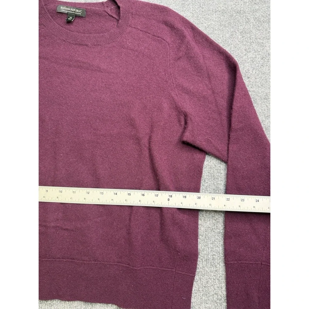 Banana Republic Sweater Men XL Red Maroon Merino Wool Crew Neck Pullover